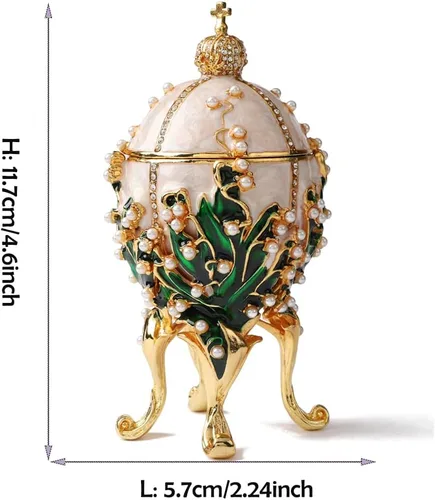 Vista 3 de Faberge - Cajas de joyería para baratijas, adornos con bisagras, colección de artesanía antigua, regalo de lujo para decoración del hogar