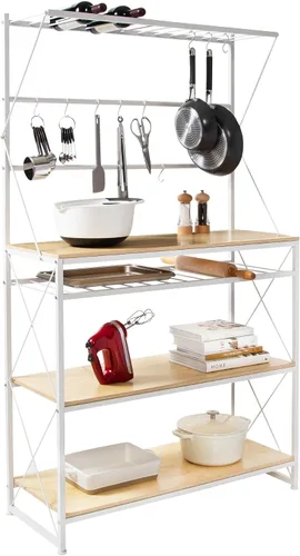Vista 7 de Honey-Can-Do Estante de cocina para panadero, blanco/roble SHF-09513 blanco