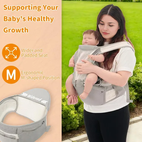 Vista 4 de Portabebés para recién nacidos a niños pequeños, diseño ergonómico ligero estructurado para portabebés con soporte de tamaño grande 3 en 1 con malla