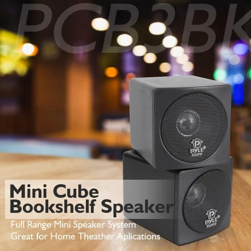 Vista 3 de Pyle Home - Mini cubos de 3 pulgadas, altavoces pequeños de estantería de 100 W con controlador de cono de papel de 3 pulgadas, 8 ohmios, par