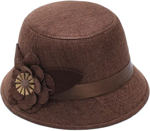 Vista 3 de Sombrero redondo de cloche para mujer, de lana vintage de los años 20, para fiesta de iglesia, sombrero cálido de invierno para mujer