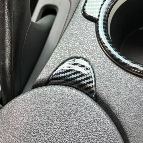 Vista 2 de Panel de botón de calefacción del asiento de estilo de fibra de carbono para reposabrazos de consola central con portavasos, accesorios de ribete