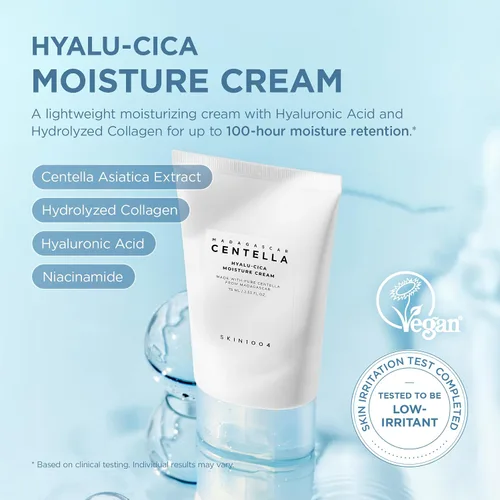Vista 2 de SKIN1004 Hyalu-Cica - Crema hidratante facial con ácido hialurónico, crema centella para hidratación profunda, gel hidratante nutritivo ligero
