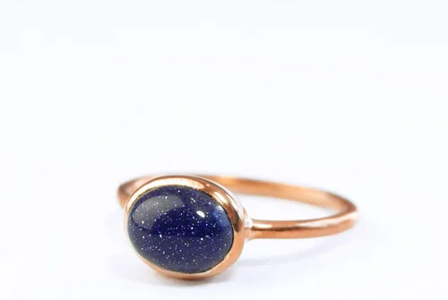Vista 12 de Oval Birthstone Ring Bezel Set in Vermeil Gold, Sterling Silver, or Rose Gold, Stacking Birthstone Ring [rOMB]