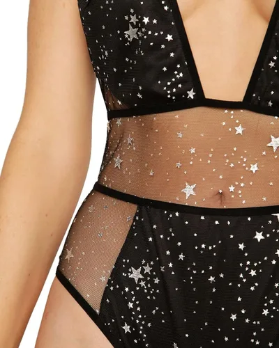 Vista 6 de iHeartRaves Body Rave para mujer Sexy atrevida malla transparente recortada de una pieza
