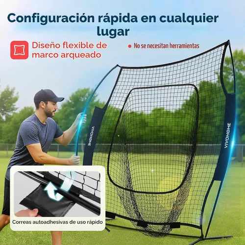 Vista 4 de VIVOHOME Baseball & Softball Training Net with Batting Tee, 7 x 7 ft.
