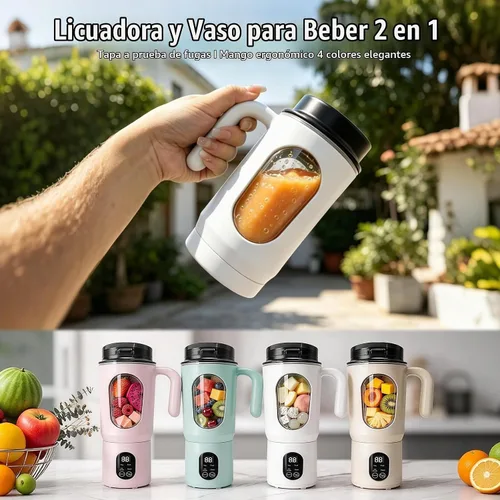 Vista 8 de Licuadora portátil para batidos, 580ML USB-C recargable Juicer Cup (blanco)