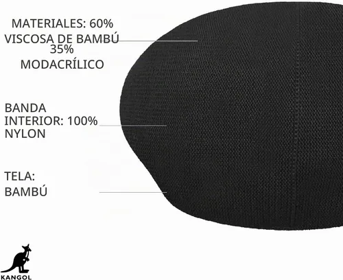 Vista 3 de Kangol Bamboo 507 Sombrero - Caoba/XXL Goma de mascar y gorras planas Negro