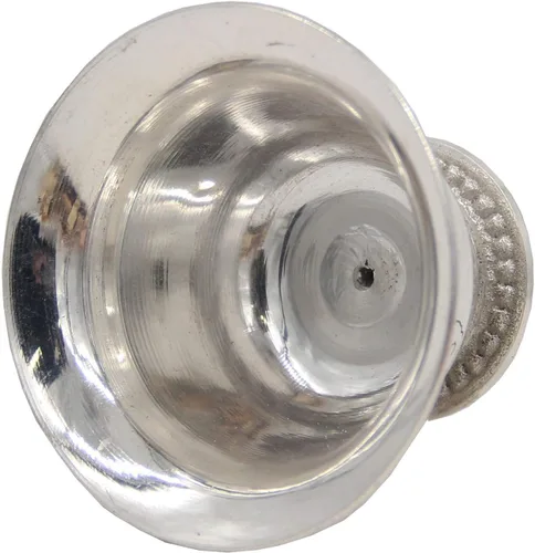 Vista 3 de DharmaObjects Ghee - Soporte para lámpara portavelas de latón tibetano aceite mantequilla suministros (plata, pequeño)
