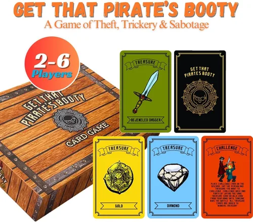 Vista 2 de Get That Pirate's Booty - Juego de cartas divertido para 2 a 6 jugadores, para adultos, adolescentes y niños, un divertido juego temático de pirata