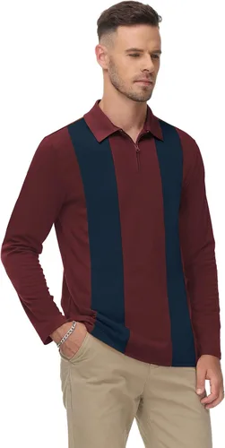 Vista 2 de PJ PAUL JONES Polo de golf a rayas para hombre, ajuste clásico, manga corta