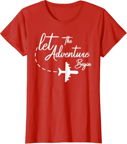Vista 97 de Let The Adventure Begin - Camiseta inspiradora en modo de viaje en avión, Negro, S