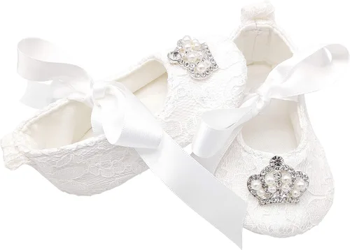 Vista 3 de Glamulice Conjunto de zapatos y diadema para recién nacidos, para bautizo, bautizo, sesión de fotos, comunión, para recién nacidos