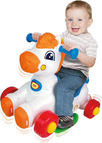 Vista 4 de Winfun Giddy-up Horsey - Juguete mecedor y de montar 2 en 1 - Sensor de movimiento interactivo con sonidos, luces y música, asas de fácil agarre