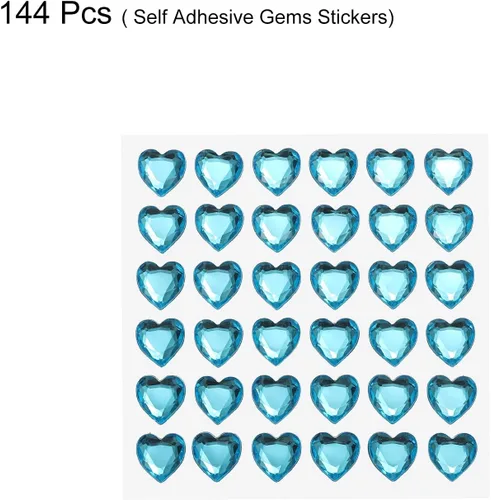 Vista 3 de MECCANIXITY 144 calcomanías autoadhesivas de diamantes de imitación de corazón de 0.394 pulgadas para maquillaje de San Valentín, artes y Azul