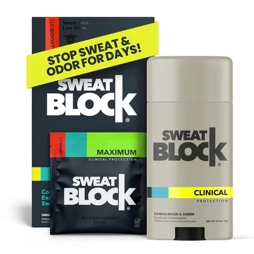 Vista 11 de SweatBlock Sistema Antitranspirante y Desodorante de Fuerza Clínica Máxima para Hombres y Mujeres Ayuda para Hiperhidrosis por Sudoración Excesiva
