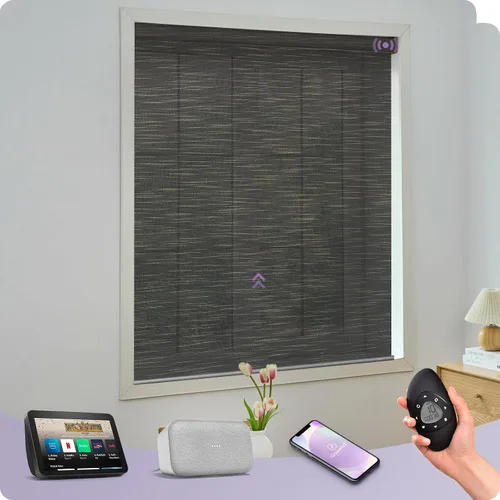 Vista 9 de Graywind Persianas enrollables inteligentes, persianas tejidas naturales para ventanas, control Alexa y Google, persianas motorizadas con control