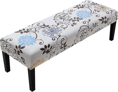 Vista 35 de Fuloon - Funda elástica de jacquard para banco de comedor, antipolvo, desmontable, funda para banco lavable, protector de cojín de asiento para Beige
