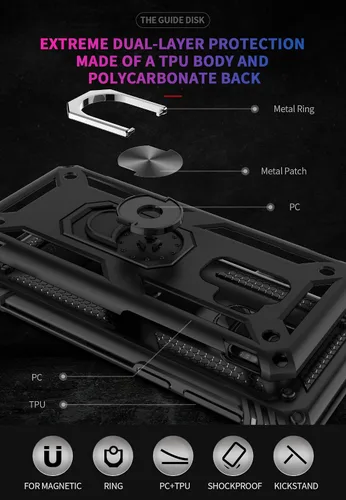 Vista 6 de Androgate Funda para Samsung Galaxy S9 con Protectores de Pantalla HD, Soporte Kickstand con Anillo de Metal de Grado Militar Probado Resistente a
