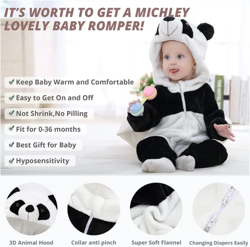 Vista 3 de MICHLEY Disfraz unisex de animal para bebé, para invierno, otoño, con capucha, para Halloween, cosplay, trajes