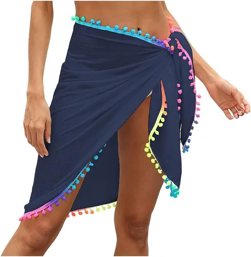 Vista 8 de Vestido cruzado de gasa transparente para mujer, para cubrir el bikini
