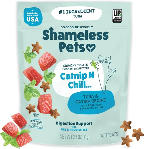 Vista 21 de Shameless Pets Golosinas para gatos con Catnip y pollo para la salud digestiva, crujientes