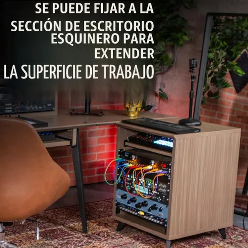 Vista 5 de Gator Frameworks Serie Elite 10U Estantería de Estudio para Escritorio con Bandeja Deslizante y Pasaje de Cables Posterior, Acabado Negro