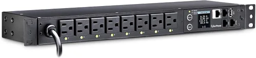 Vista 3 de CyberPower PDU41001 PDU conmutada, 100-120V/15A (reducido a 12A), 8 tomas, montaje en rack 1U