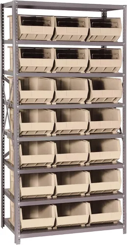 Vista 536 de Quantum QSBU-245BK Heavy Duty Shelving Unit with (7) Shelves and (24) QUS245 Black Bins for Garage Warehouse Storage Distribution 400 lb Load