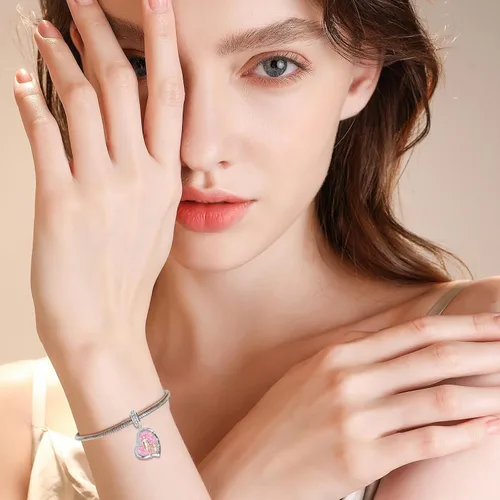 Vista 7 de PROESS Dije para padre, madre e hija, pulsera de plata de ley para pulseras, regalos de cumpleaños, día de San Valentín, para hija, madre, amante