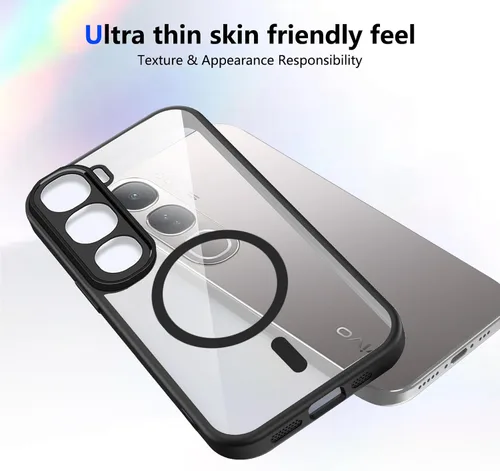 Vista 486 de Funda magnética transparente compatible con Xiaomi 17T, color negro 2 en 1 PC + TPU cubierta de teléfono a prueba de golpes, carcasa protectora
