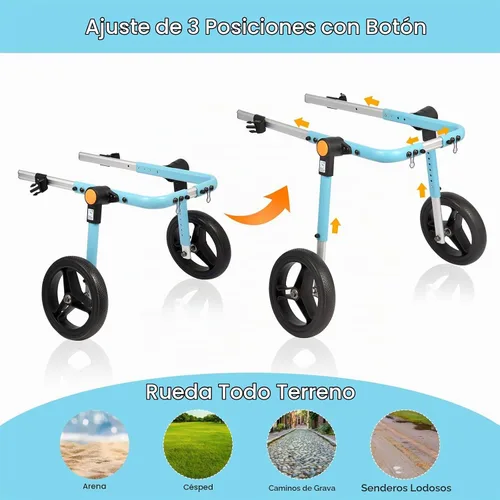 Vista 3 de TailWaggers Silla de ruedas para perros para patas traseras Ayuda de movilidad ajustable Ruedas todo terreno