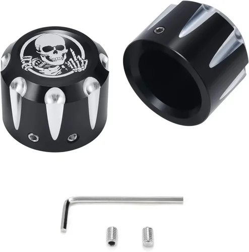 Vista 3 de Juego de 2 tapas de tuerca de eje delantero, juego de tapas de eje, tapa de tuerca de eje delantero de aluminio CNC estilo calavera, compatible