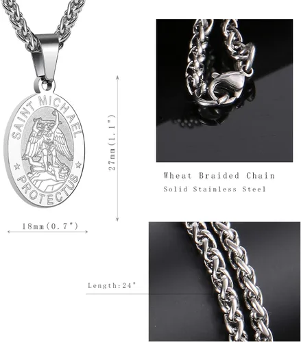 Vista 100 de P. BLAKE Collar ovalado de San Cristóbal, Miguel, José, Jude/Virgen María/José/Francisco/Patrick/Anthony/Benedict/Thomas para hombres y mujeres