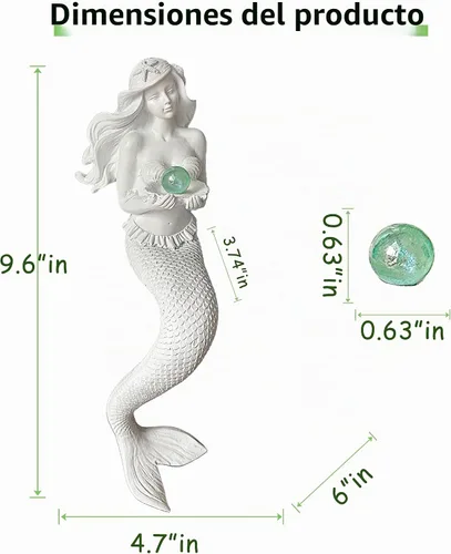Vista 3 de Teaeeno - Decoración única para pecera, estatua de sirena para acuario Blanco