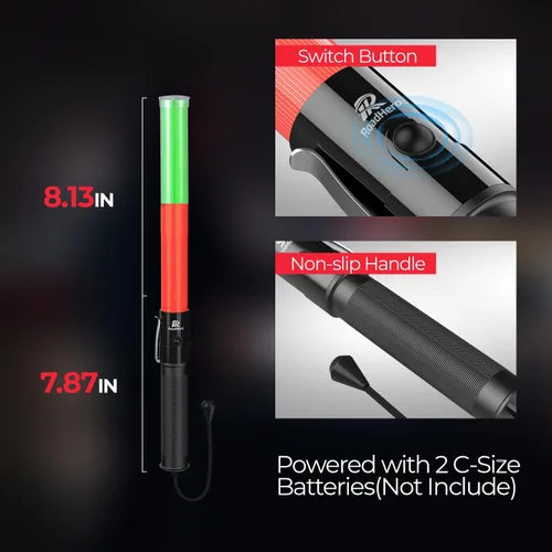 Vista 8 de RoadHero Varita de tráfico de 16 pulgadas, paquete de 2 luces de control de tráfico aéreo con 3 modos intermitentes, varitas de señal de seguridad
