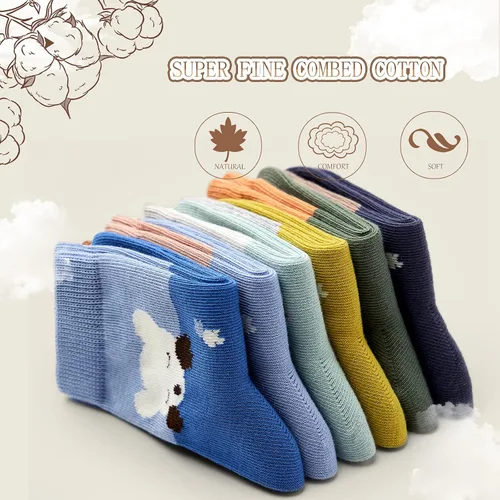 Vista 46 de Aisyee Calcetines de algodón para niños, calcetines sin costuras para niños, calcetines coloridos de cuarto de punto, paquete de 6