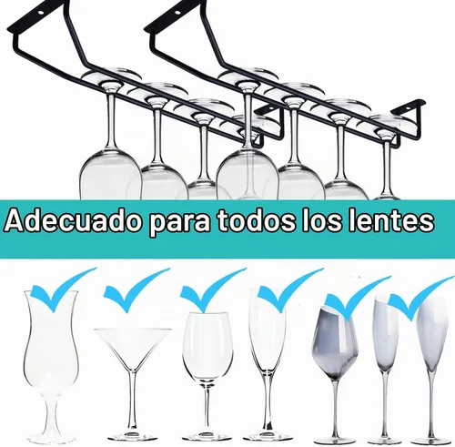 Vista 3 de Estante para copas de vino de hierro negro de 13.4 pulgadas debajo del gabinete