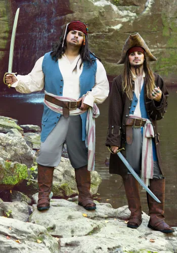 Vista 2 de Disfraz de Pirata Jack Sparrow para Hombre de Piratas del Caribe de Disney Multicolor