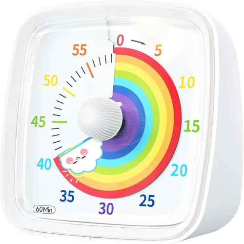 Vista 13 de Yunbaoit Temporizador visual con luz nocturna, temporizador de cuenta regresiva de arco iris de 60 minutos para niños y adultos, herramienta
