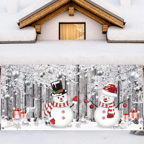 Vista 9 de Qeeenar Decoraciones Navideñas para Puerta de Garaje Establo de la Natividad Cubierta de Puerta de Garaje 6 x 13 pies Pesebre para Escena