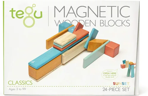 Vista 13 de Conjunto de 24 bloques magnéticos de madera de Tegu, talla única , Blossom