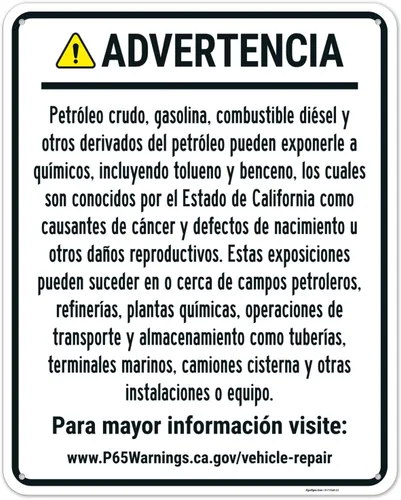 Vista 15 de Señal español de advertencia para petróleo crudo, gasolina, combustible diésel, otros productos petrolíferos, 10 x 7 pulgadas, aluminio 040 libre