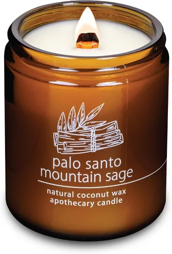Vista 16 de Vela de mecha de madera agrietada Hemlock Park hecha a mano con cera de coco natural (grande de 16 oz, ámbar) Coconut Apricot Wax Crackling Wood