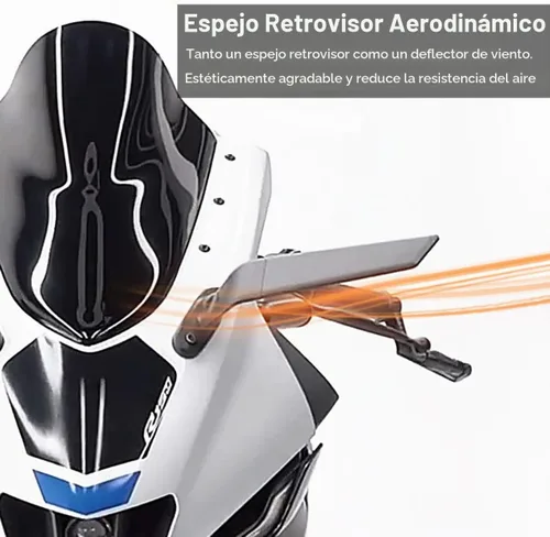 Vista 5 de Espejos de motocicleta de carreras, ala aerodinámica modificada, espejos laterales giratorios ajustables con amplio ángulo de visión para Honda