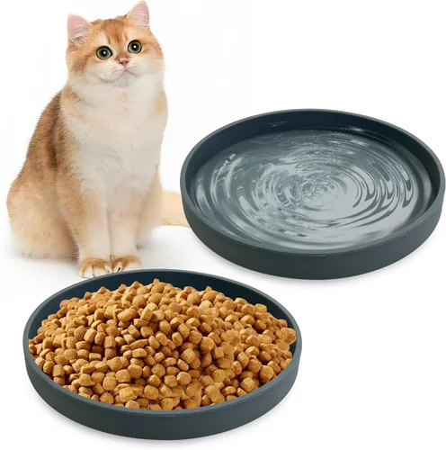 Vista 10 de Tazón de silicona poco profundo para perros, tazones de comida para gatos de 7 pulgadas, platos planos para cachorros, lindos platos para fatiga