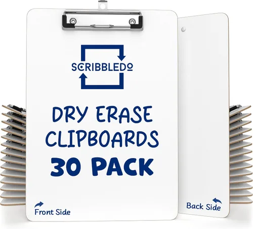 Vista 9 de SCRIBBLEDO - Portapapeles de borrado en seco para oficina y escuela, doble cara, 9 x 12 pulgadas Reinforced Clip & Latch, Sturdy Hardboard Build