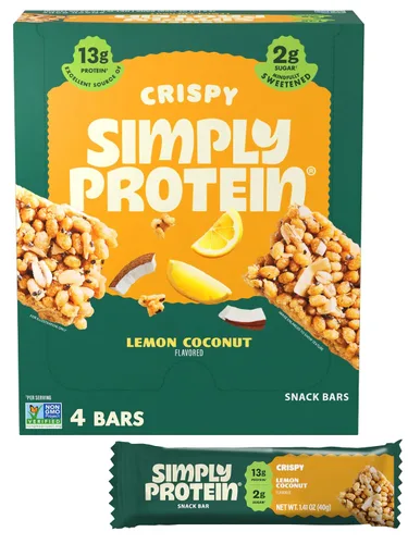 Vista 24 de Simply Protein - Barras crujientes de canela y nuez - Barras de proteínas a base de plantas - Bajo en carbohidratos, bajo en azúcar, alta fibra