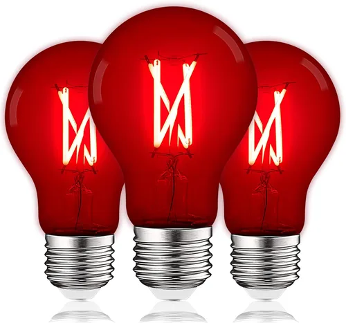 Vista 29 de LUXRITE Bombilla LED A19 Edison verde, 4.5 W (equivalente a 60 W), filamento de vidrio de color, certificación UL, base estándar E26