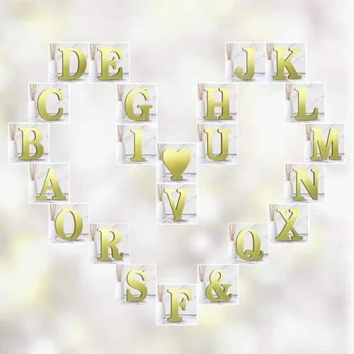 Vista 7 de AOCEAN Letras de madera dorada de 6 pulgadas, letras de madera sin terminar para decoración de pared, letras decorativas de pie en rodajas, tablero